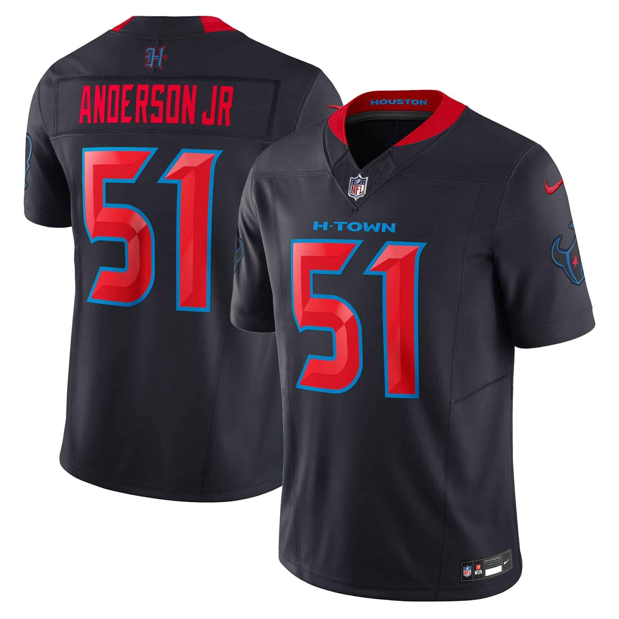 Men Houston Texans #51 Anderson jr Black 2024 Nike Vapor Limited NFL Jersey